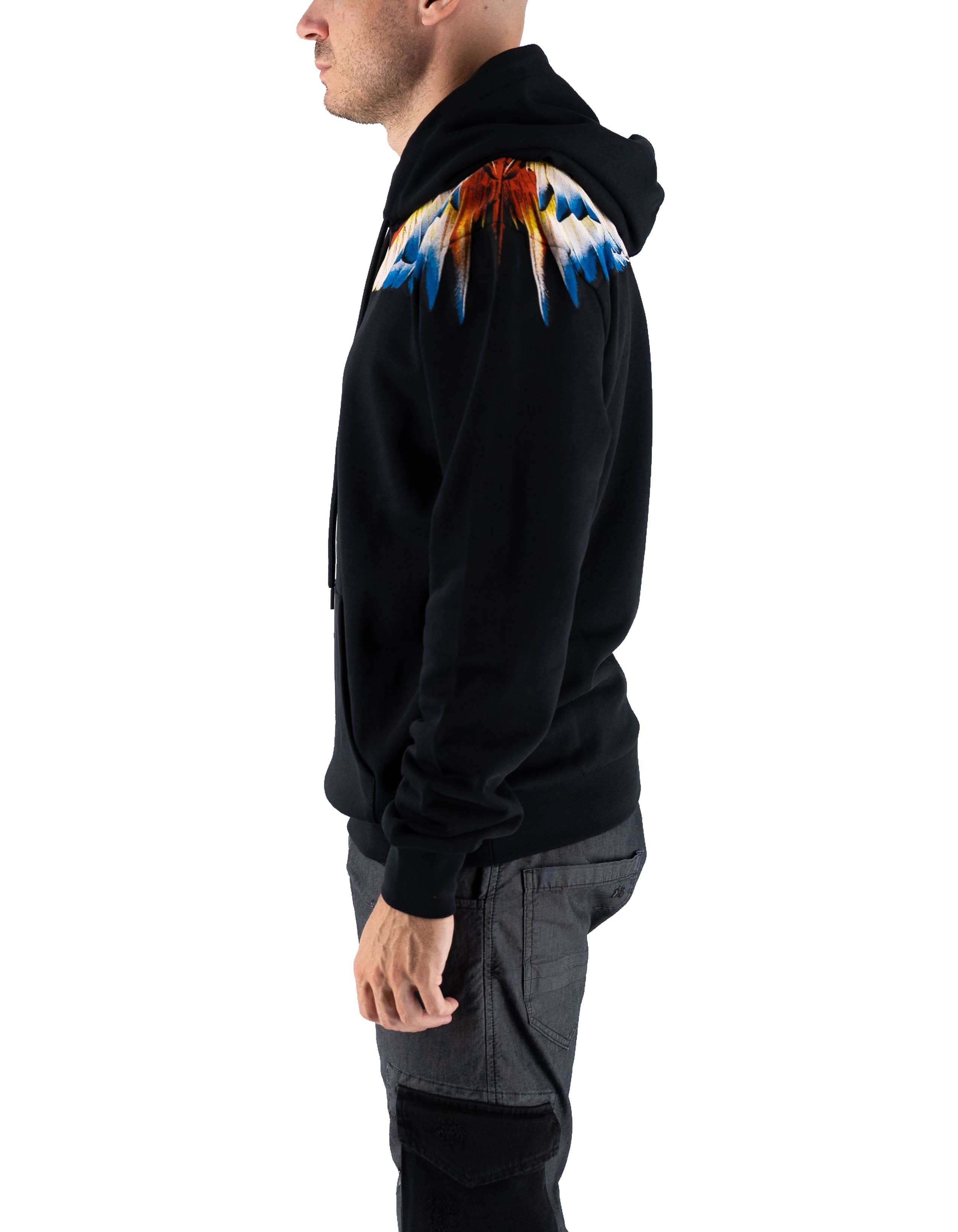 Felpa Con Cappuccio Piume Man Nero/black