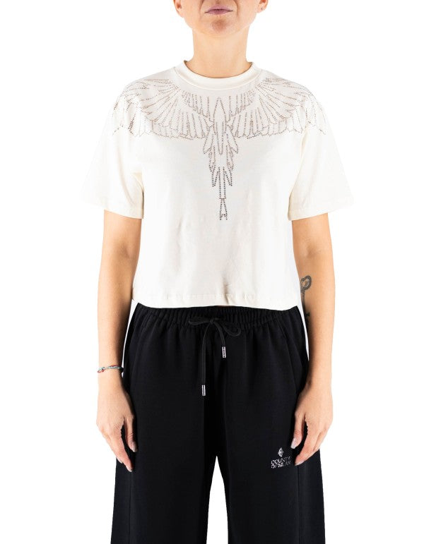 Milk Glitter Feather Jersey T-shirt