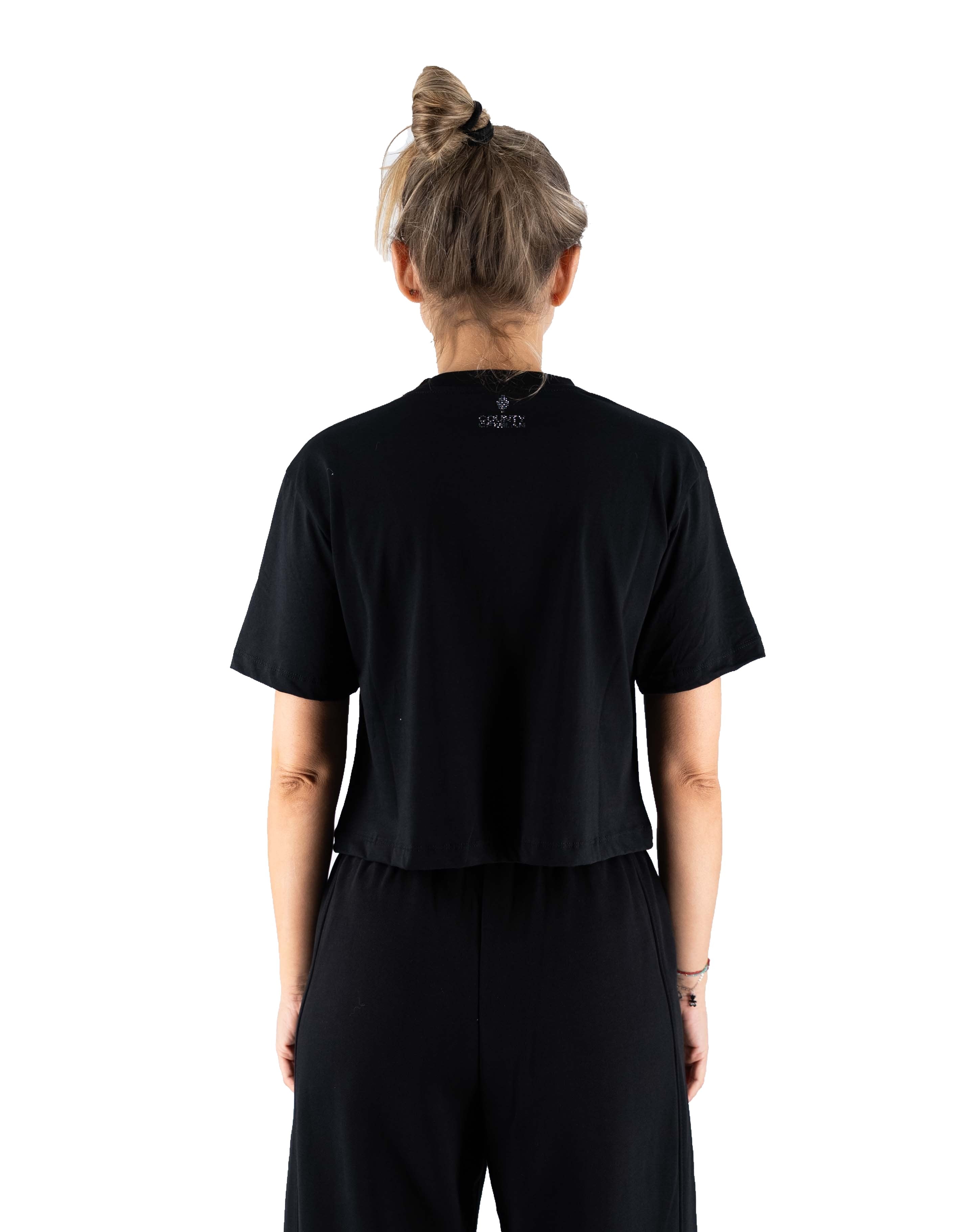 T-shirt In Jersey Piume Glitter Nero