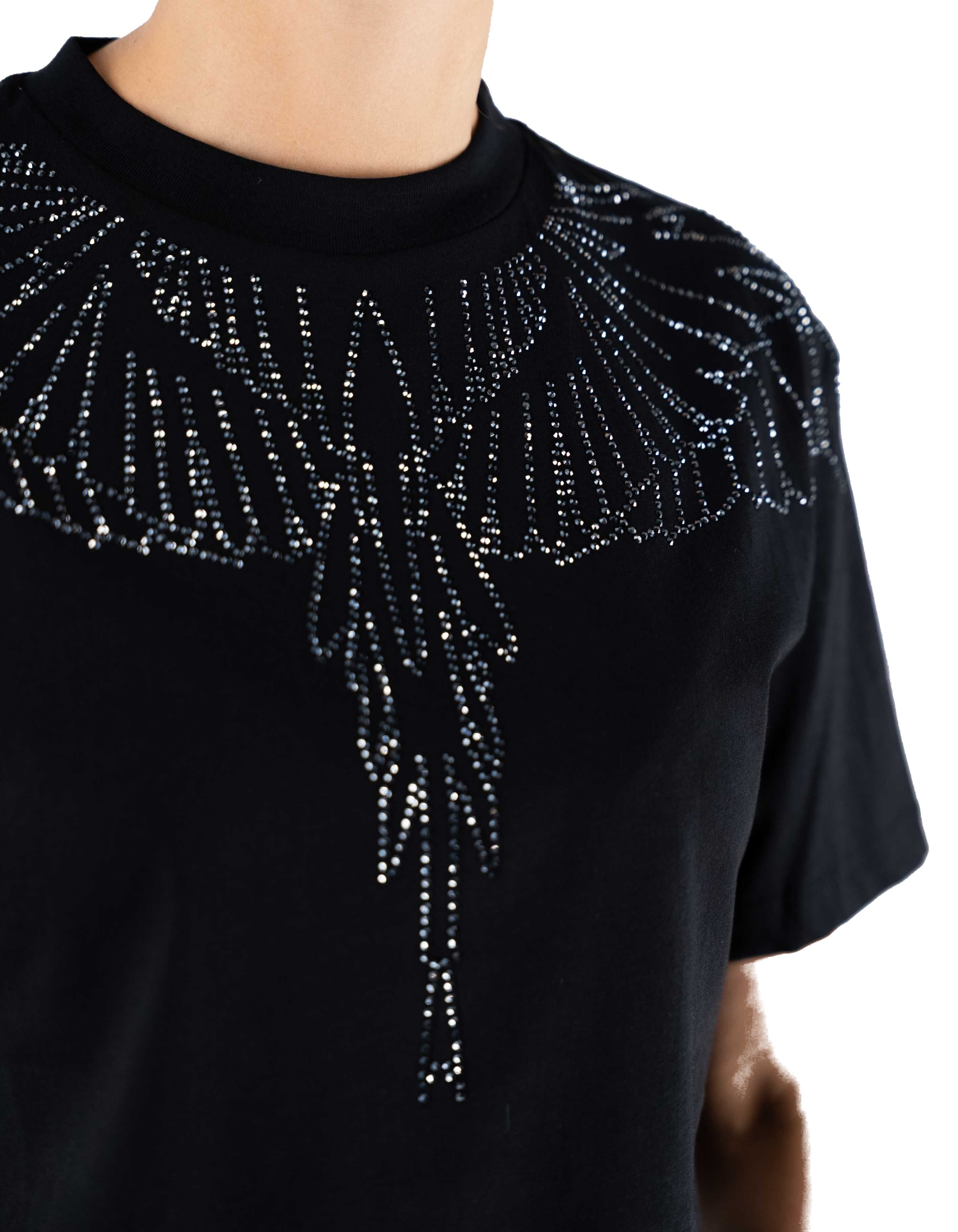 T-shirt In Jersey Piume Glitter Nero
