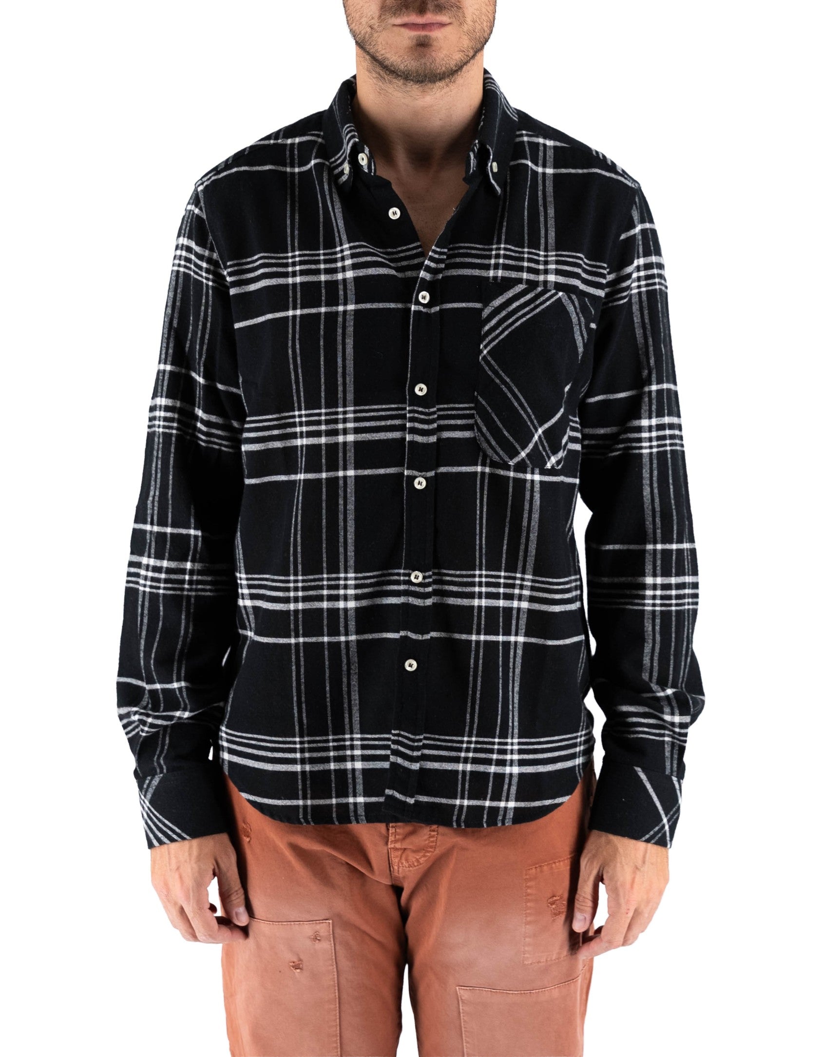 Black Button Down Plaid Shirt