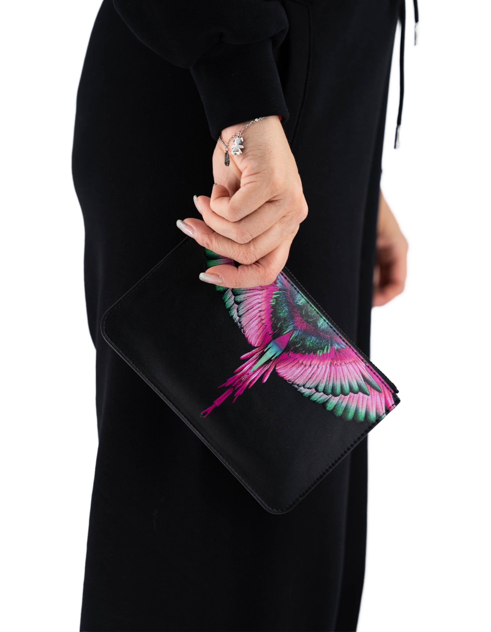 Mini Pochette Stampa nero/ Pink Wings