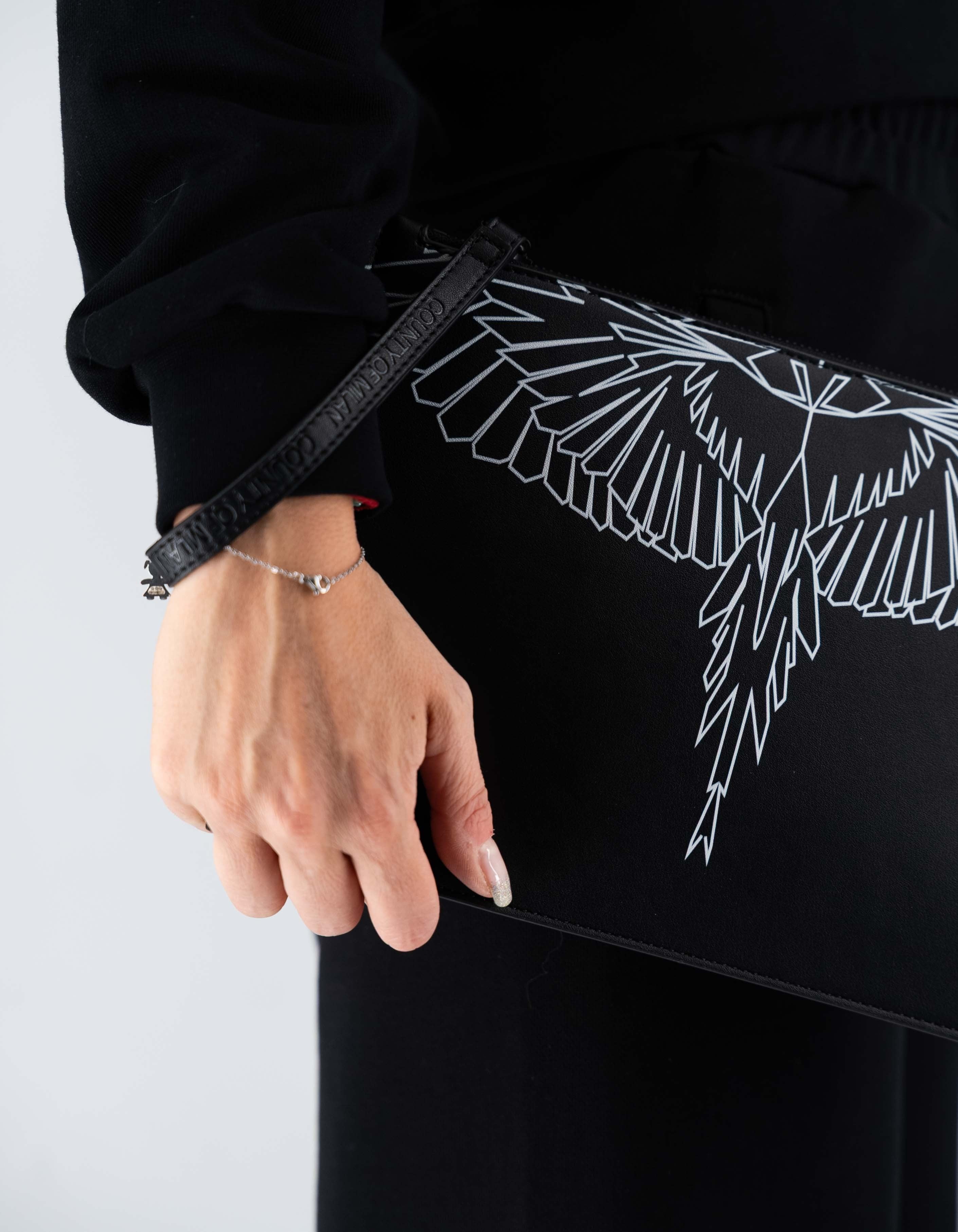 Pochette Stampa Nero/ White Wings