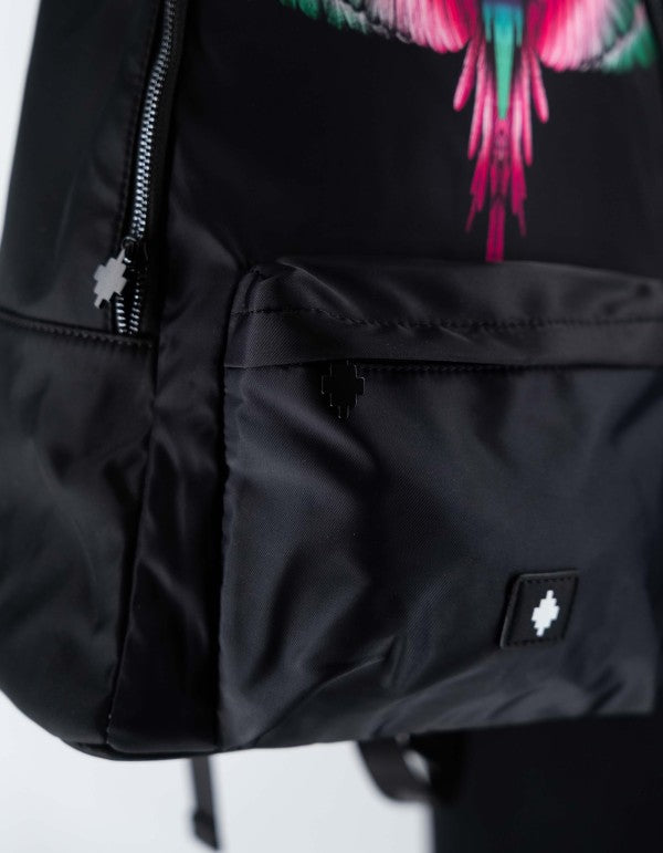Zaino Nylon Stampa Nero/ Pink Wings