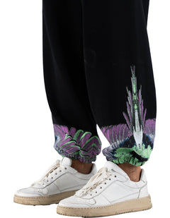 Women's Black-Pink Wings Fleece Trousers