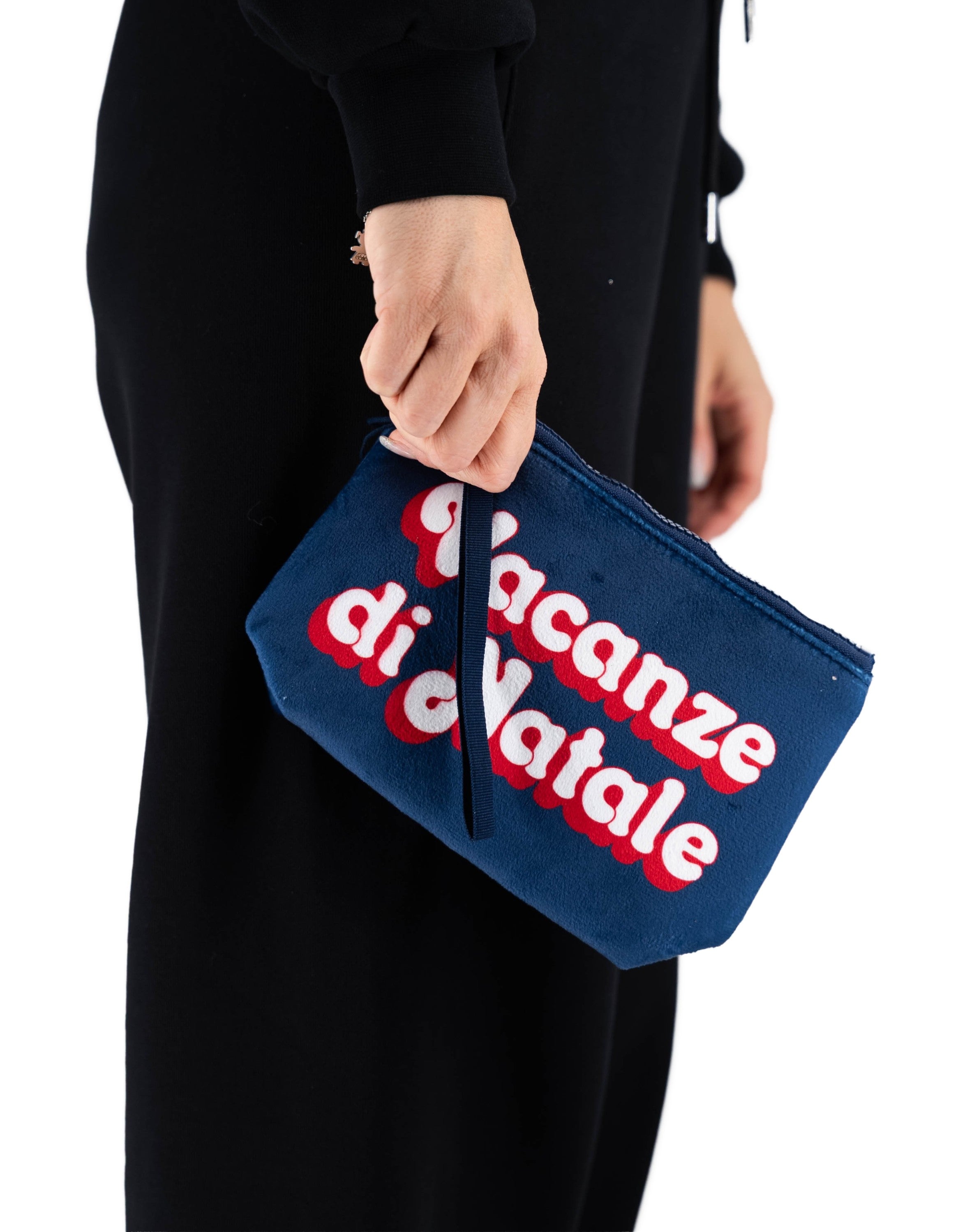 Pochette Aline Wool Effect Vacanze di Natale Blu