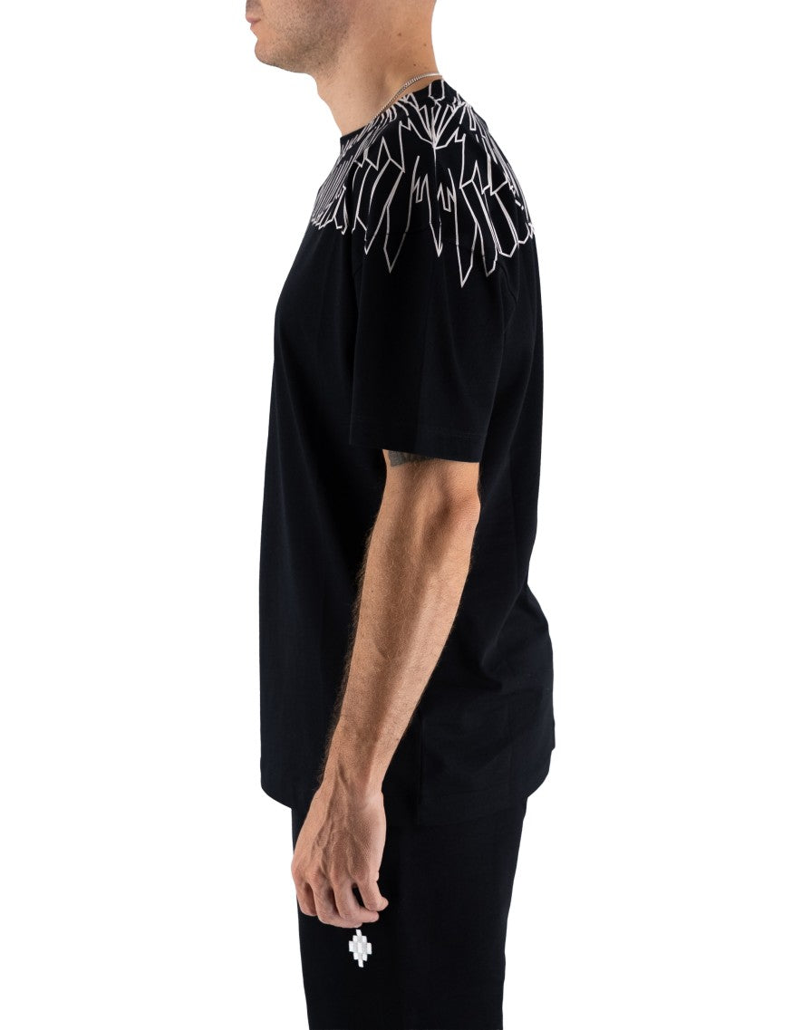 T-shirt Wings Outline Nero/black