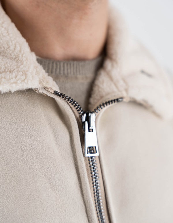 Giubbotto Scamosciato Maniche In Maglia