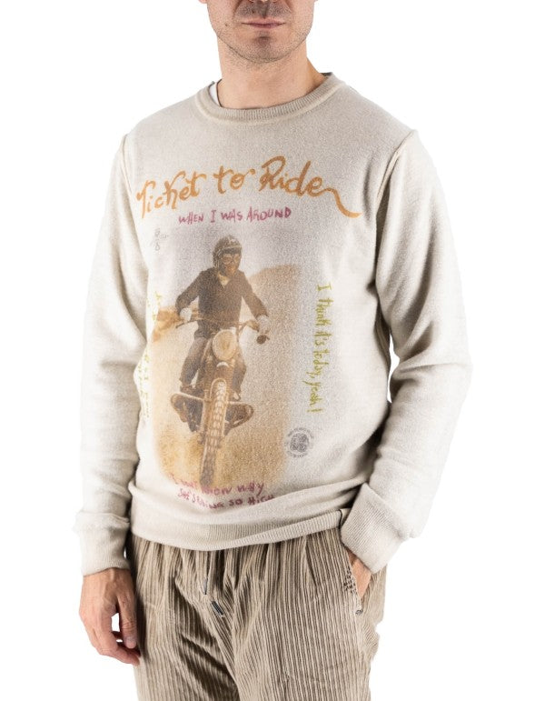 Reversible Printed Crew Neck Sweater