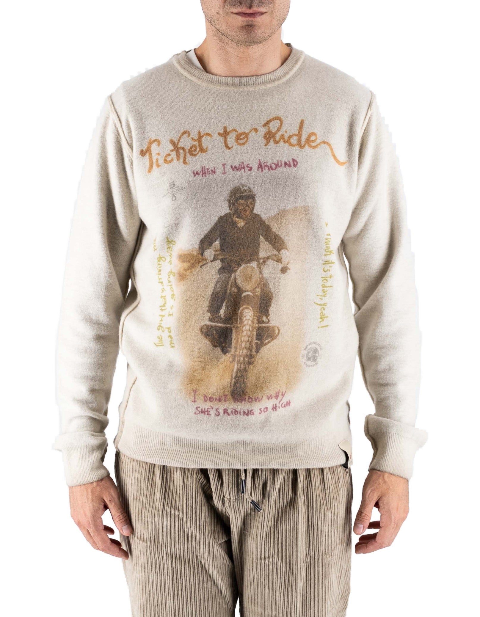 Reversible Printed Crew Neck Sweater