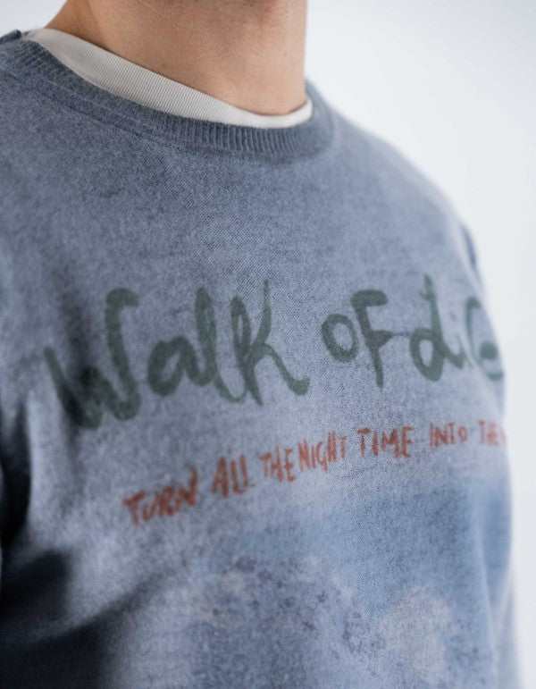 Reversible Printed Crew Neck Sweater