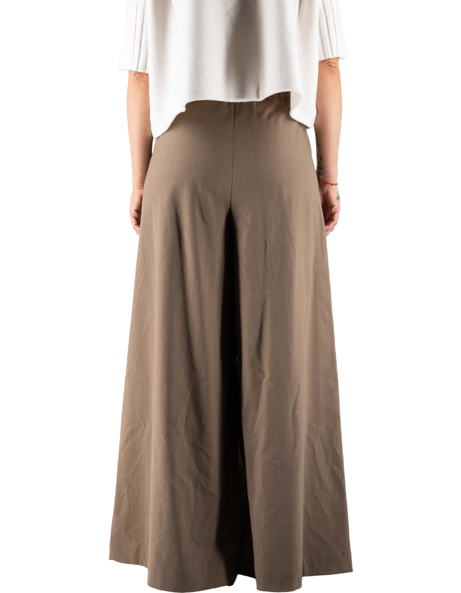 Cappuccino Pinstriped Palazzo Trousers