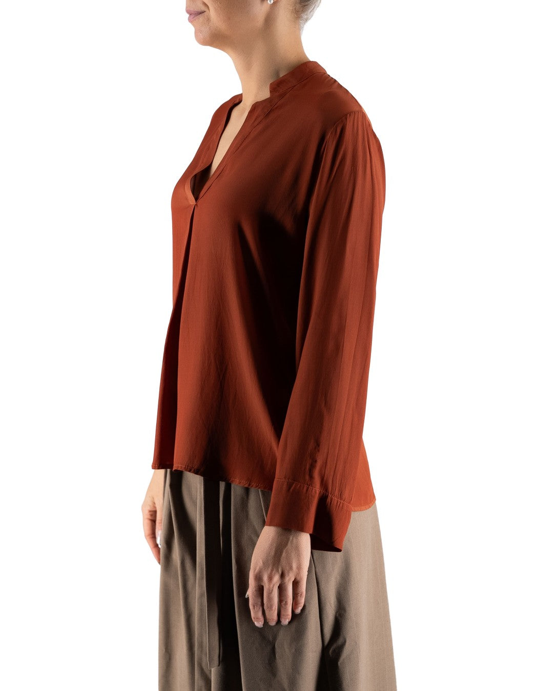 Blusa Con Piega Cognac