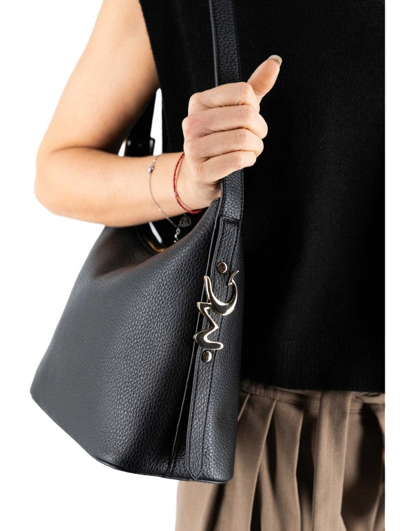 Hobo Bag Mg Lettering Nero