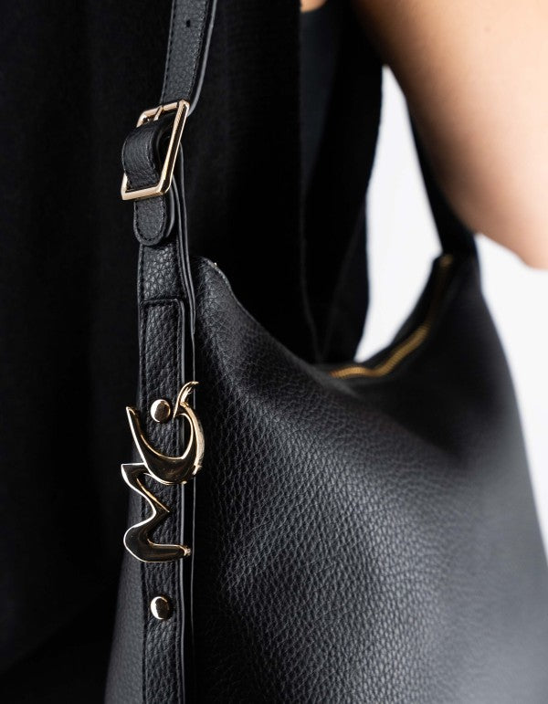 Hobo Bag Mg Lettering Nero