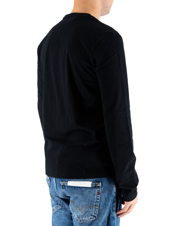 Ralph Lauren Men's Black Long Sleeve T-Shirt with White Embroidered Logo