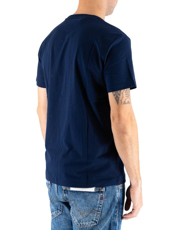 Ralph Lauren Men's Navy Blue Short-Sleeve T-Shirt with White Embroidered Logo