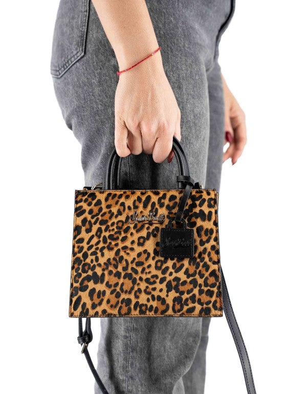 Mini Shop Bag in Pony Skin with Animal Print Leo