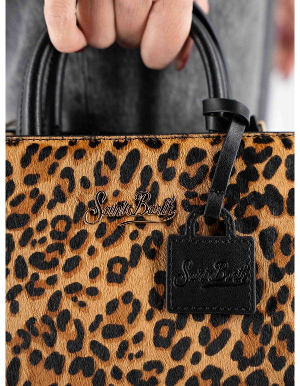 Mini Shop Bag in Pony Skin with Animal Print Leo