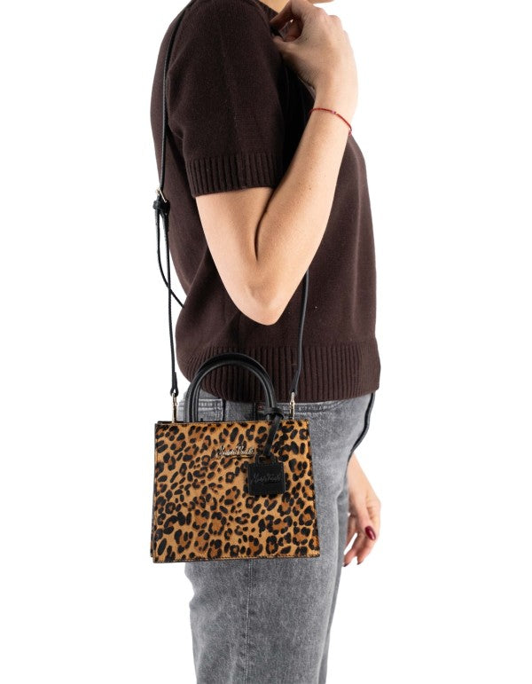 Mini Shop Bag in Pony Skin with Animal Print Leo