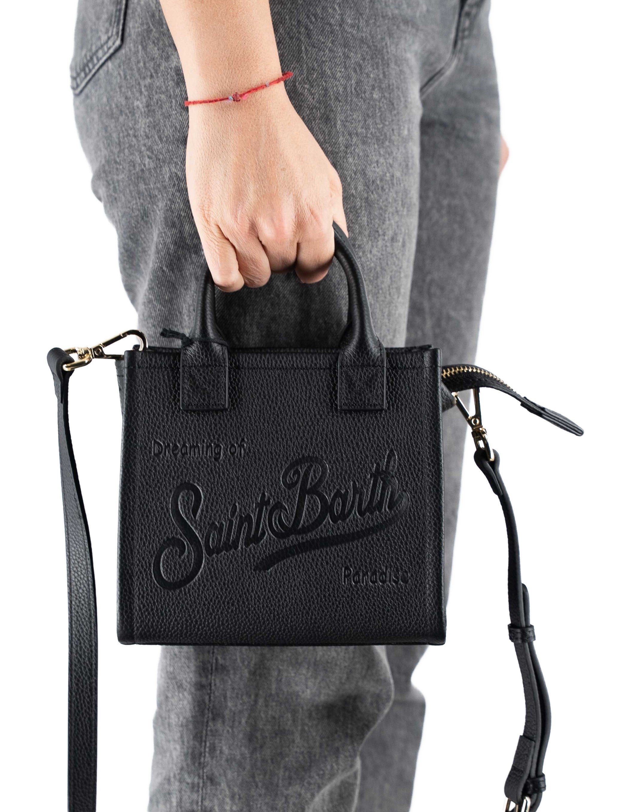 Mini Vanity Bag in Black Hammered Leather