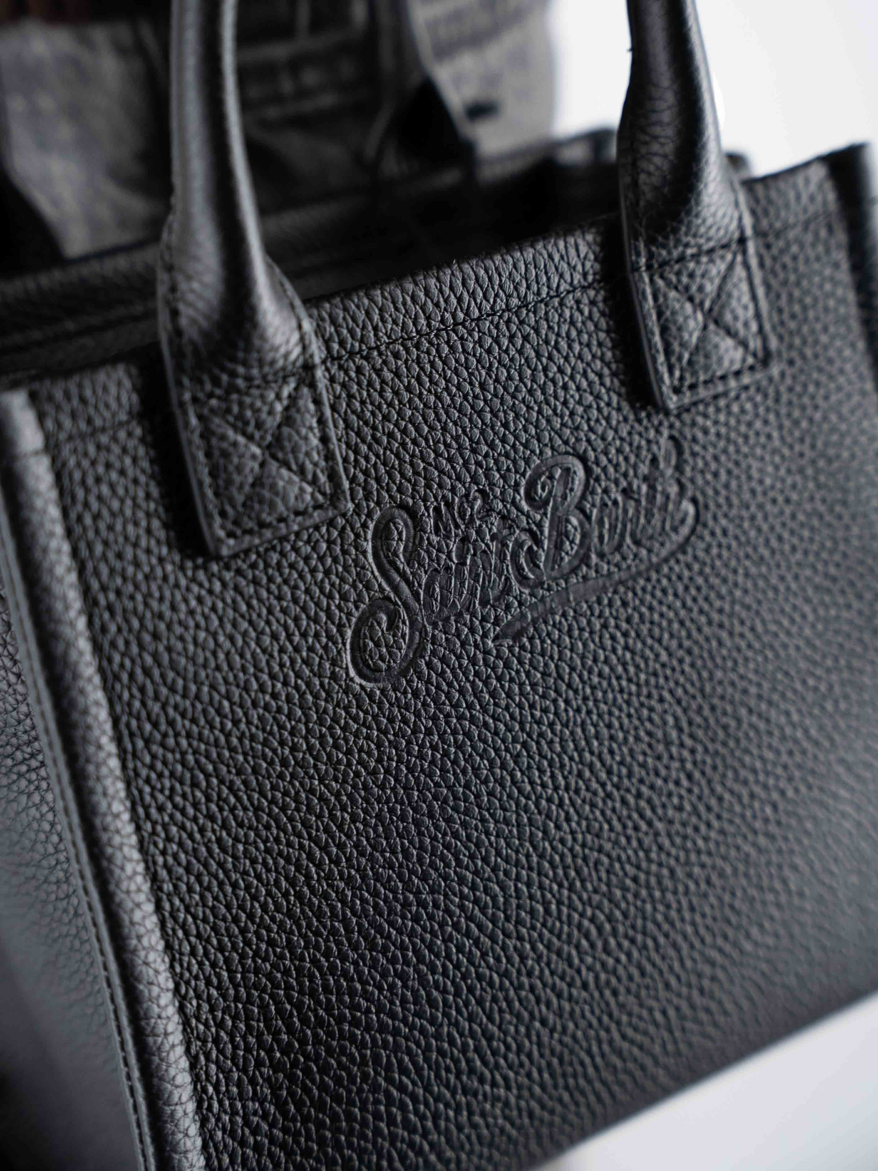 Mini Vanity Bag in Black Hammered Leather