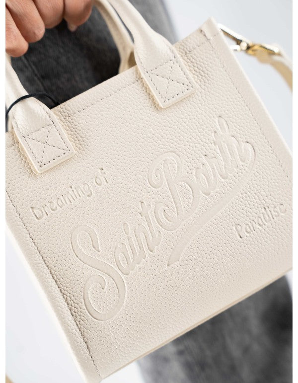 Mini Vanity Bag in White Hammered Leather