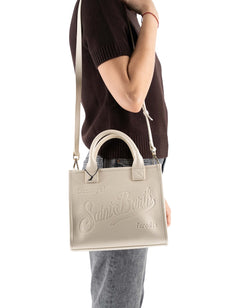 White Hammered Leather Midi Vanity Bag