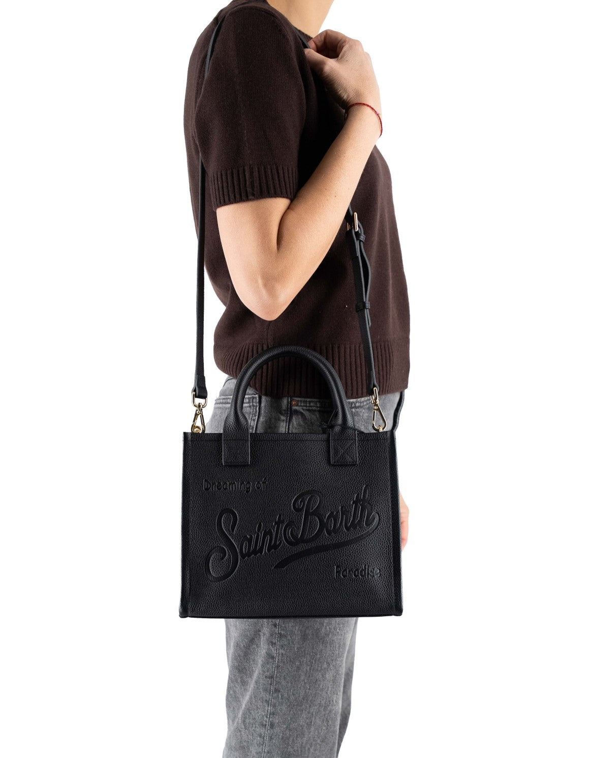 Vanity Bag Midi In Pelle Martellata Nera