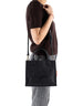 Black Hammered Leather Midi Vanity Bag