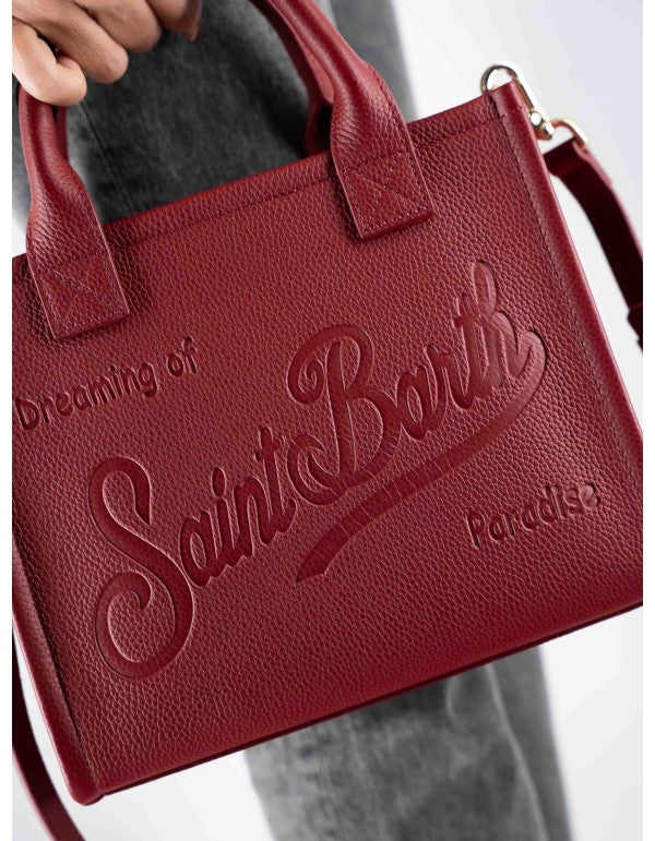 Burgundy Hammered Leather Midi Vanity Bag