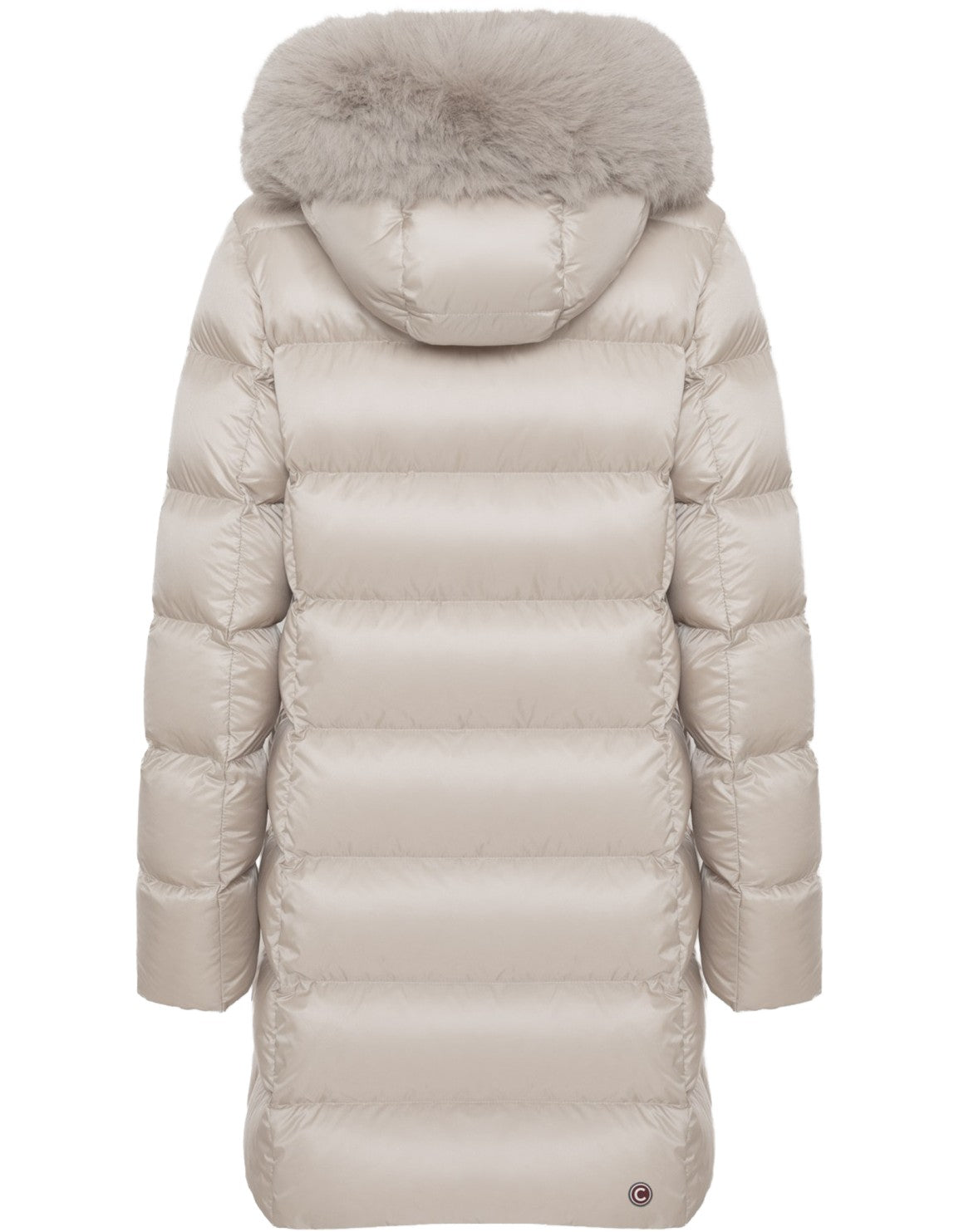 Piumino Lungo Con Cappuccio Eco Fur Beige