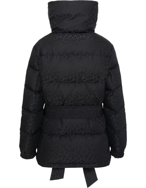Animal Print Down Jacket With Belt