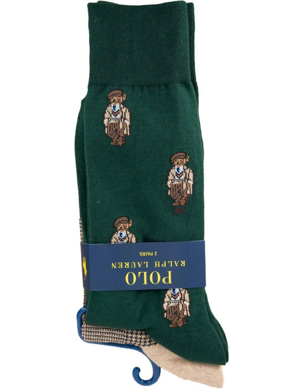 Holiday Bear Sock-2 Pack Green