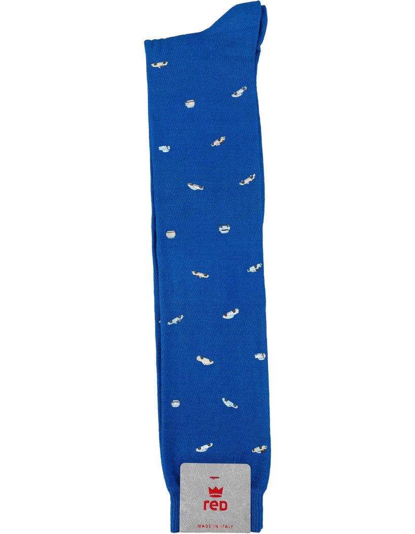 Men's Long Socks with Fast Car Print Genziana