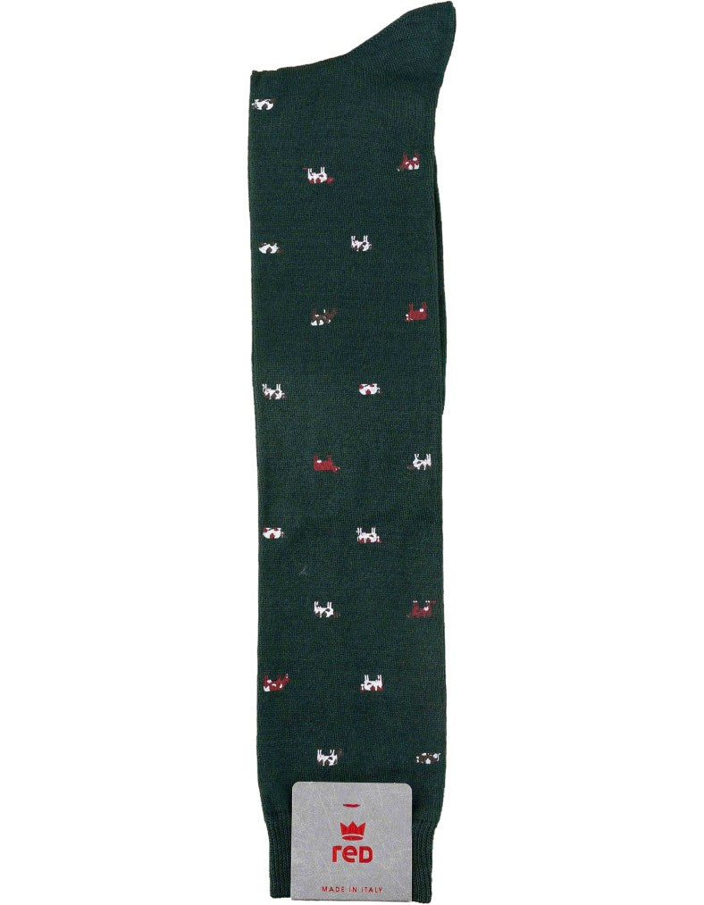 Men's Long Socks with Green Cow Print