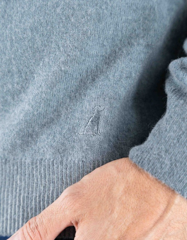 Helsinki V-Neck Sweater Grey Blue