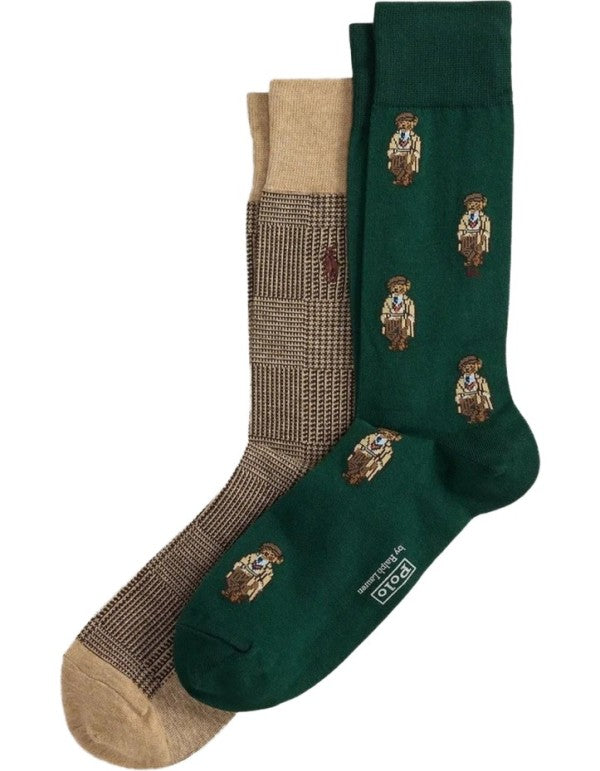 Holiday Bear Sock-2 Pack Green