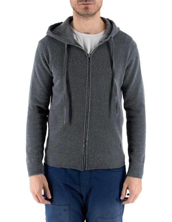 Goteborg Zip-Up Hoodie in Dark Grey Cashmere Wool