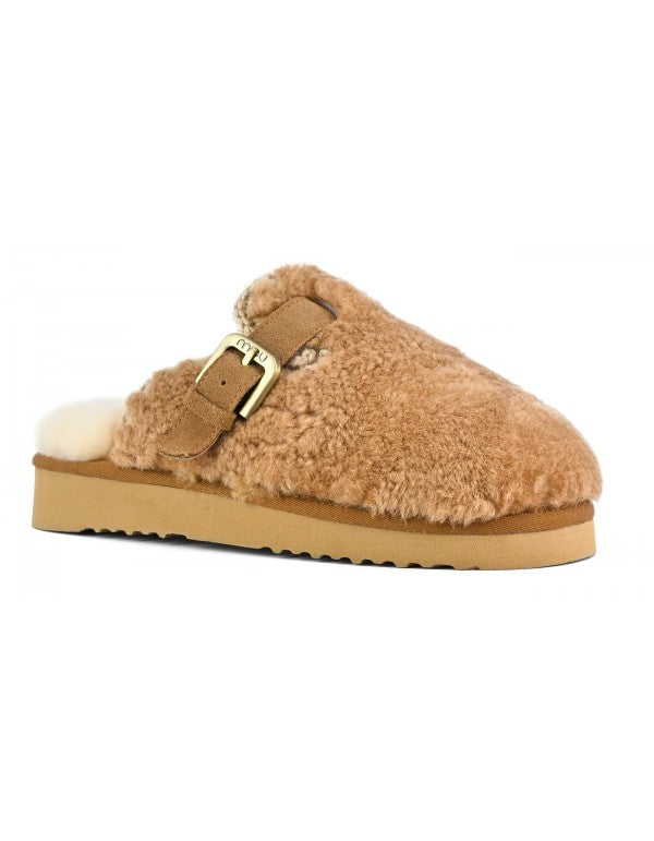Curly Clog Eskimo Cognac