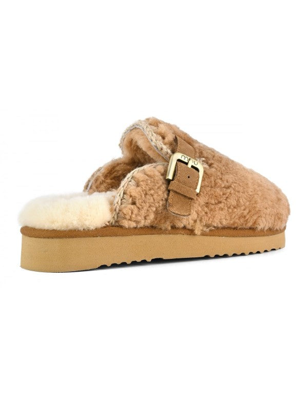 Curly Clog Eskimo Cognac