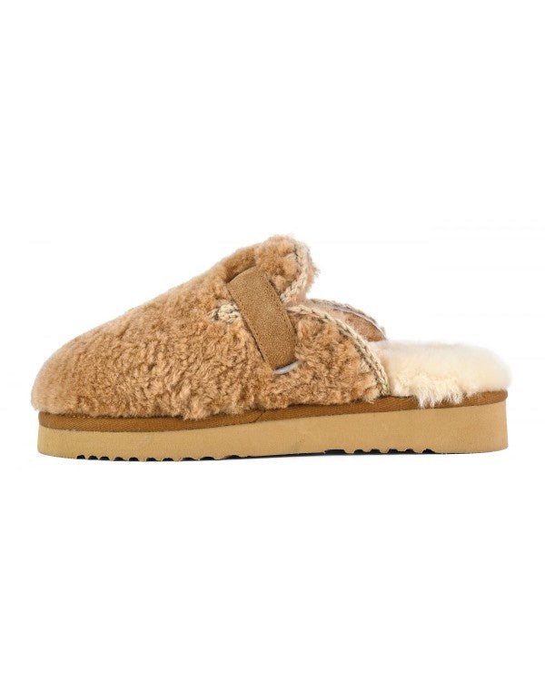Curly Clog Eskimo Cognac