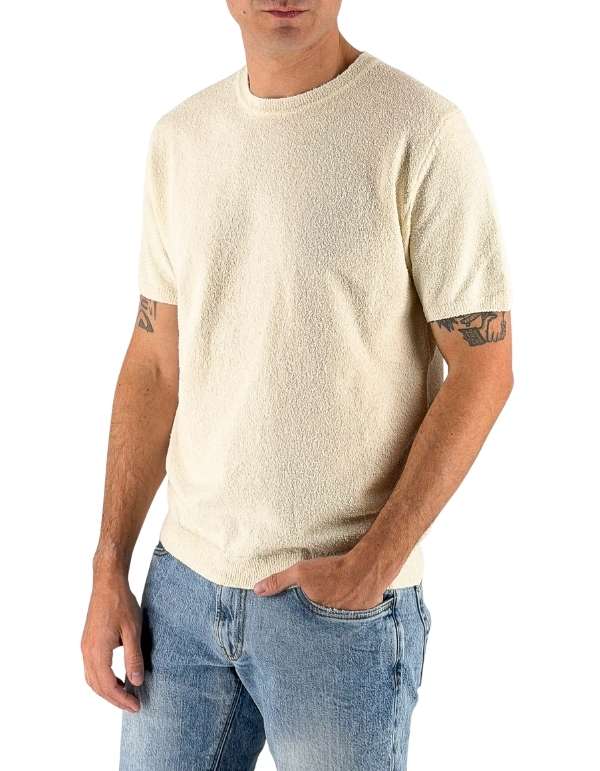 T-Shirt Uomo Bianca Cotone Spugna Soft Touch