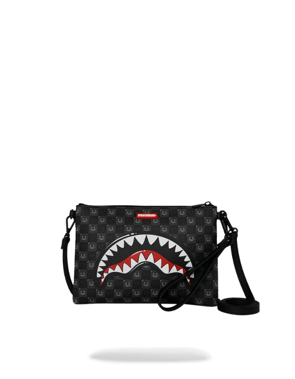 Sharks In Paris Wtf Bubbly Black Check Crossover Clutch