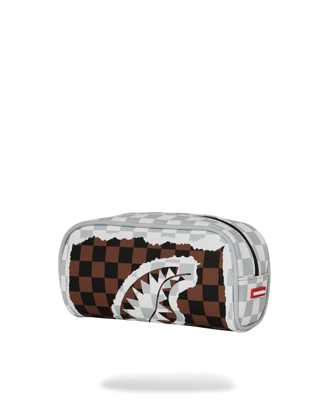Cream And Brown Tear Check Pouch