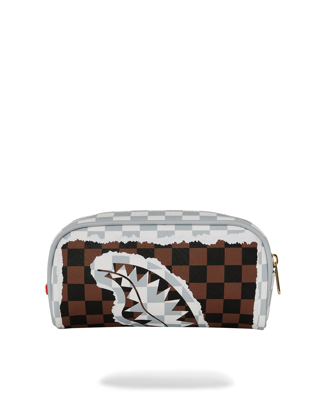 Cream And Brown Tear Check Pouch