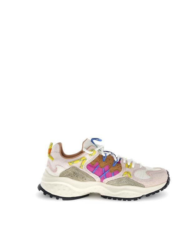 Yamabushi Woman Suede/nylon Ripstop Sneaker Powder-stone-fuchsia Pink