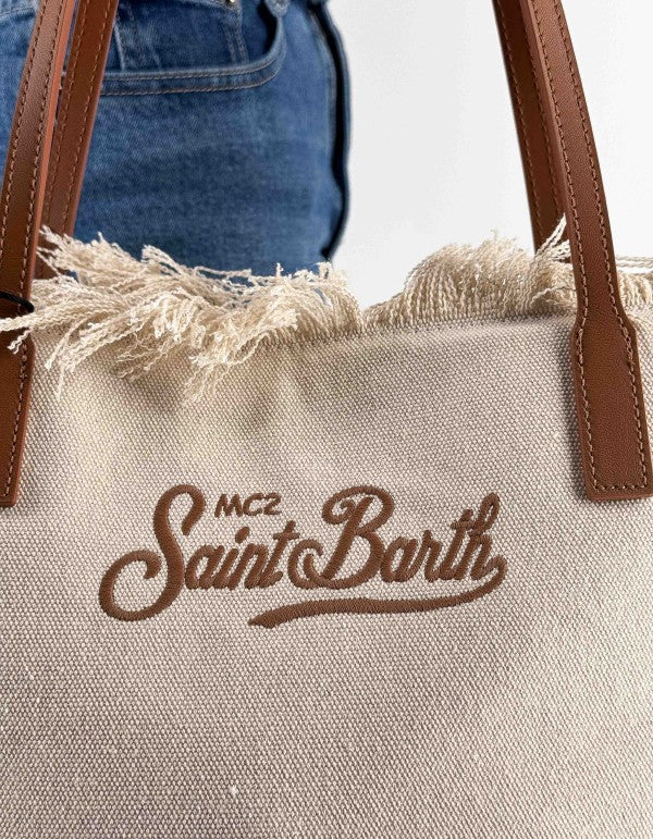 Borsa In Canvas Con Frange City Bag Fringe 1018 Emb