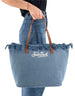 Borsa In Canvas Con Frange City Bag Fringe Denim Emb