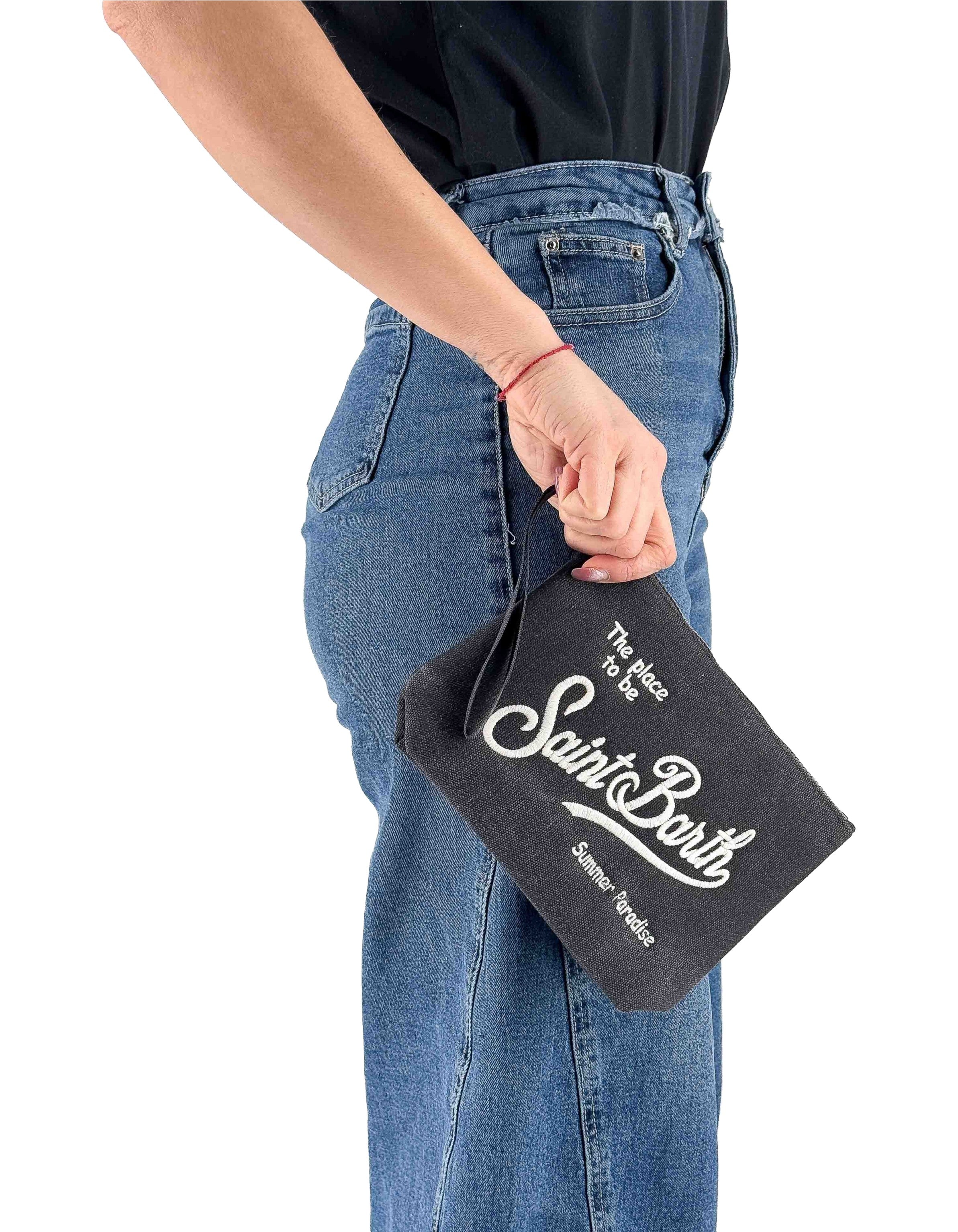 Pochette Aline Canvas Nera 00 Emb